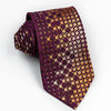 Silk Neck Tie By Perry Ellis Geometric Dots On Burgundy With