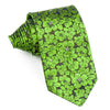 Silk Neck Tie By Rogers Dail Green Floral Design On Black 