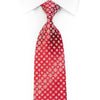 Silk Necktie Silver Cartouche On Red With Silver Sparkles - 