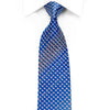 Silver Geometric On Blue Crystal Rhinestone Silk Tie With 