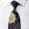 Smalto Men’s Rhinestone Silk Necktie Golden Medallions On 