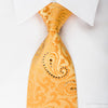 Smalto Silk Necktie Paisley On Orange With Crystal 