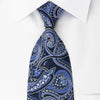 Smalto Silk Tie Paisley On Blue Woven Silk With Crystal 