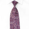 Taiyo Men’s Crystal Silk Necktie Paisley On Purple Sparkling