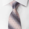 Taiyo Men’s Silk Necktie Geometric Circles On Silver Pink 