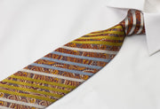 Taiyo Silk Necktie Stripes & Paisley On Gray With 