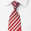 Tallgent Silk Rhinestone Necktie Stripes On Red With Silver 