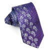 TLS Men’s Rhinestone Silk Neck Tie Silver Floral Roses On 