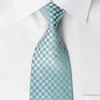 TLS Rhinestone Silk Necktie Blue Silver Checker Design With 