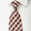 TLS Rhinestone Silk Necktie Burgundy Ivory Plaid With 