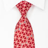 TLS Rhinestone Silk Necktie Trellis On Red With Silver 