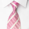 Ungaro Silk Necktie Pink Stripes On White With Purple White 