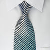 Vigevano Silk Rhinestone Necktie Silver Blue Striped On Blue