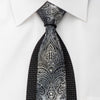 Vito Rufolo Rhinestone Silk Necktie Silver Damask On Black 