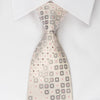 Vostro Rhinestone Silk Necktie Geometric Squares On White 