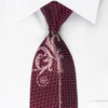 Yezak Rhinestone Silk Necktie Scrolls On Purple With Silver 