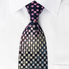 Yezak Silk Rhinestone Necktie Pink Silver Checker On Blue 